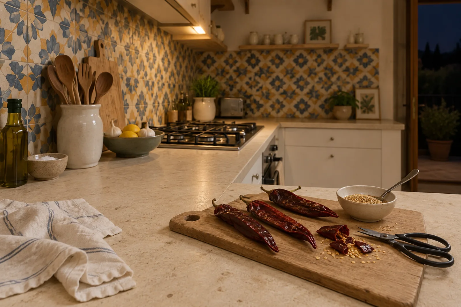 Misto per Pane Mediterraneo con Peperone di Senise e Sesamo di Ispica: gli ingredienti in cucina